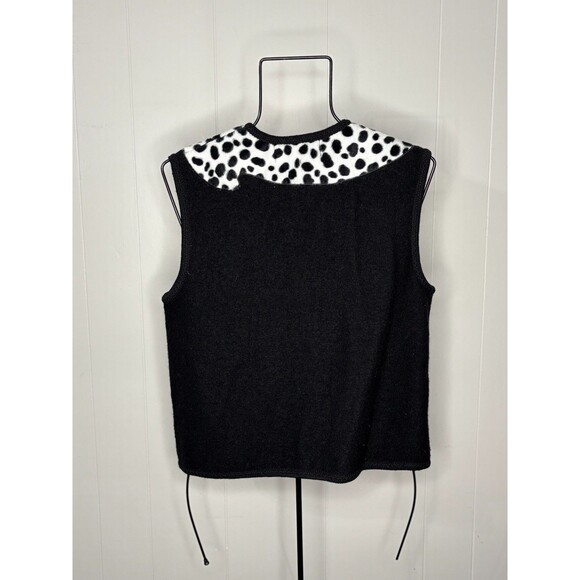 Vintage Boiled Wool Cat Kitty Vest Women's M Embroidered Lisa International - Picture 6 of 7